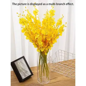 1/3/6pcs Artificial Yellow Dendrobium Flowers, Decorative Fake Flowers for DIY, Home, Party, School, Birthday & Graduation Decorations