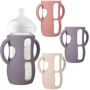 VVH BUSOHA 3 Pack Silicone Sleeves for Avent Baby Bottles - Drop Protection Baby Bottle Sleeves with Handle for Avent Natural Baby Bottles,8 Ounce