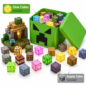 My World Creeper Storage Box Magnetic Building Blocks Set, Random Magnet Pieces, Educational Puzzle Toy, Compatible Scene Builder, Boy's Gift