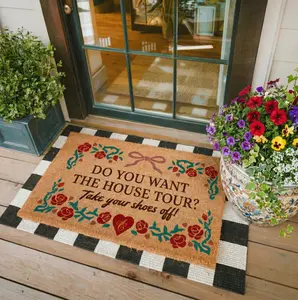 [Ship From US] “Do You Want the House Tour? Take Your Shoes Off” Doormat – Funny Welcome Mat, Farmhouse Entryway Rug, Housewarming Gift, Front Door Decor