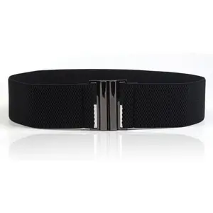 Womens Black  Plus Elastic Stretchy  Cinch Trimmer Belt