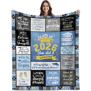 To My Son/Daughter Graduation Gift Blanket, Class of 2026 Keepsake, Motivational Blue Throw, Senior Year Grad Gift, Proud of You Gift for Grandson/Granddaughter, College Graduation Gift Ideas