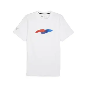 PUMA Mens Bmw M Motorsport Statement Graphic Logo Crew Neck Short Sleeve Casual Tops Casual - White
