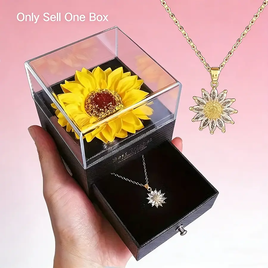 Special Sunflower Gift Box, Fine Storage Container for Stainless Steel Necklace and Pendant Jewelry