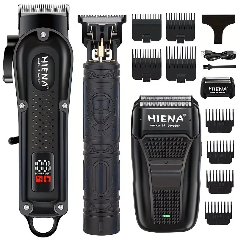 3-piece men's professional USB haircut set, electric hair clipper set, rechargeable wireless haircut kit and haircut set, electric foil shaver and beard trimmer, wireless portable, precise trimming, Father's Day gift.
