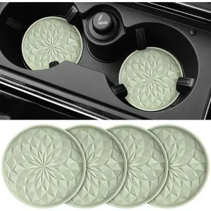Car Cup Coaster [4 Pack] Silicone Car Coasters/Cup Mats - 2.75In Universal Non-Slip Recessed Car Interior Accessories - Car Cup Holder Insert Coasters Desert Sage