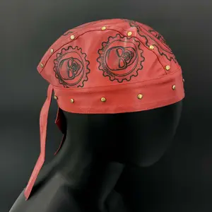 Red Women Bandana Doo Do Rag Headwrap Skull Rivet Cycling Beanie Cap