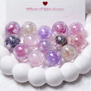 Colored Noctilucent Acrylic Crystal Beads, Round Crackle Glass Beads Charms, DIY Beading Accessories, Jewelry Making, DIY Art Craft Projects, Birthday Gifts