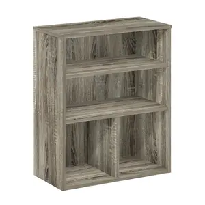 3-Tier Compact French Oak Bookcase with Wood Grain Finish, Adjustable Shelves, 11.8x23.6x28.1 in, Stylish Look, Some Assembly Required for Living Room, Home Office