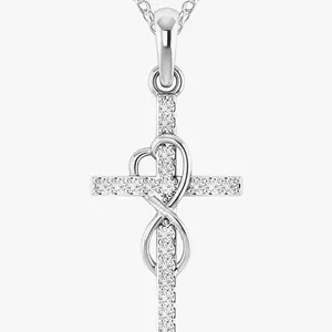 Gold Necklace for Women Dainty Infinity Cross Pendant Necklace Non Tarnish & Waterproof Layered CZS Jewelry for Everyday Wear Simple Trendy Choker Minimalist Faith Christian Cross Gifts