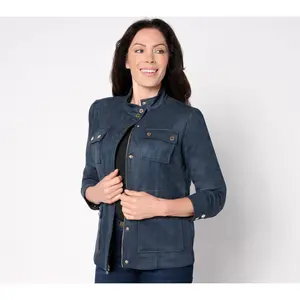 Isaac Mizrahi Live! Estate Faux Suede Zip Front Jacket Isaac Mizrahi Live! Estate Faux Suede Zip Front Jacket