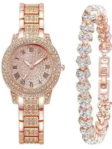 New Women's Watch Student Starry Quartz Fashion Casual Set Steel Band Rhinestone Wristwatch, Stylish Ladies' Timepiece Accessory