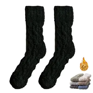 Warm Fleece Socks Thick Cozy Winter Socks Loose Thermal Socks for Autumn Winter Perfect Christmas Gifts Plain Design Fit Womenswear