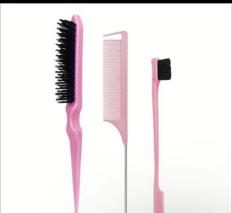3-Piece Set of Pink Hair Brushes & Comb for Styling and Detangling Long Lasting Pink Color for Daily Use and Styling Sessions