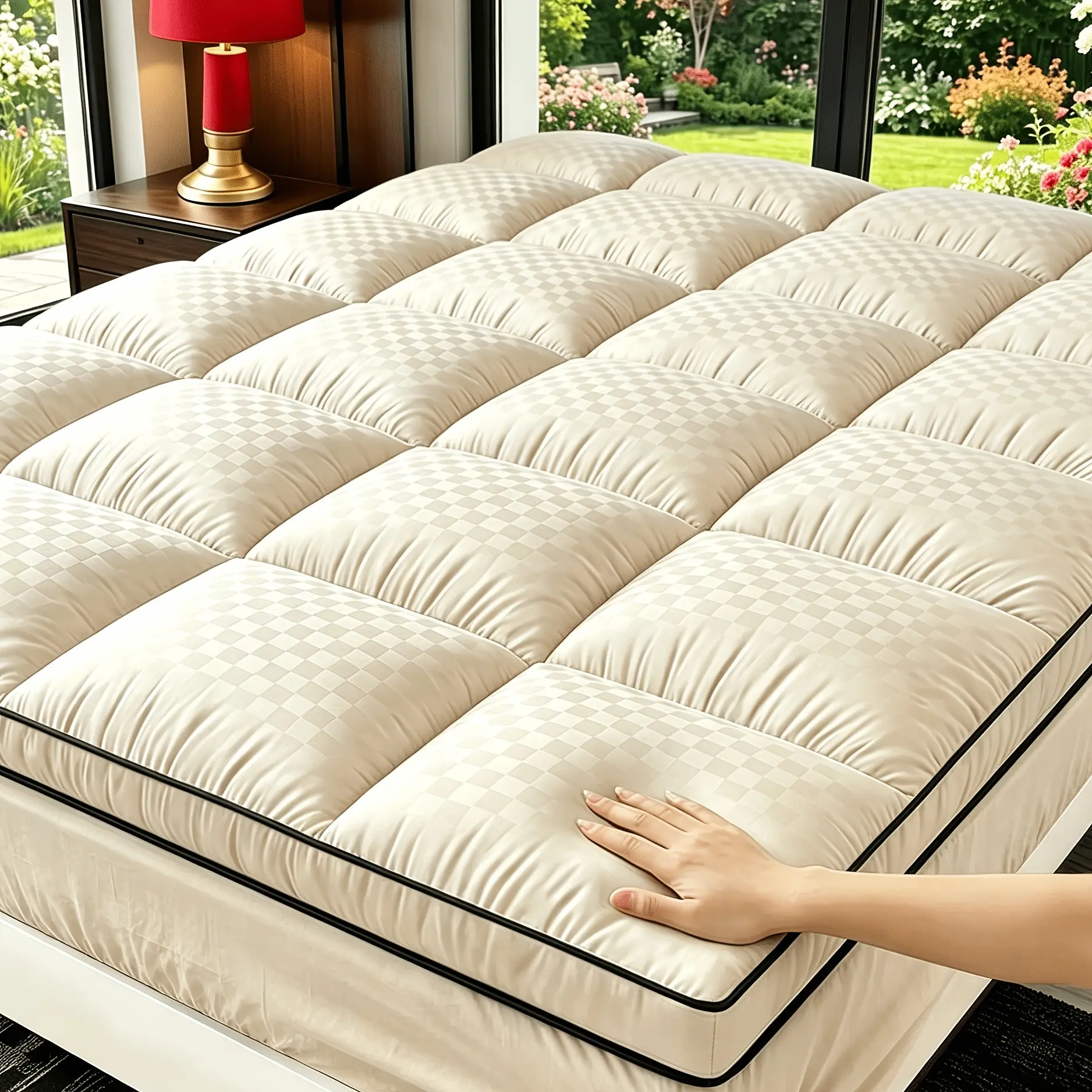 Mattress Topper -Cooling Mattress Pad Cover for All Size Bed - Soft Mattress Protector Pillow Top with 8-21 Inch Deep Pocket 3D Down Alternative Filling, Machine Washable