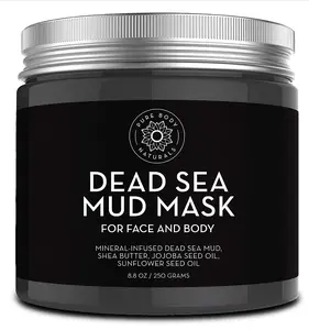 Pure Body Naturals Dead Sea Mud Mask - Face Mask and Body Mud for Acne, Blackheads, and Oily Skin - Facial Self Care for Men and Women - Minimize Pores with Deadsea Mud, Clay, Charcoal - 8.8 Ounce