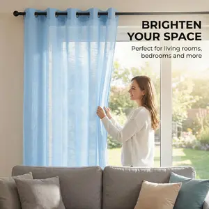 Window Wear 2 Panels 52X95Inch Stylish Design Fancy Slub Bamboo Yarn Semi Sheer Curtains Perfect For Specific Size Needs L12