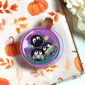 Spirited Away Soot Sprites Phone Grip, Cute Ghibli Susuwatari Griptok, Konpeito Candy Magnetic Holder, Unique Gift for Hardcore Readers, Design Style