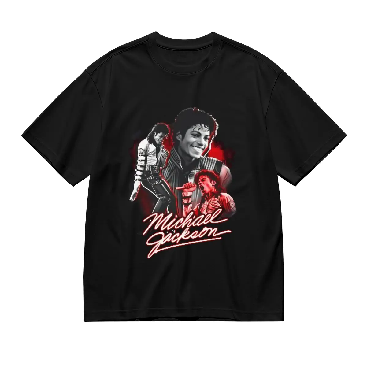 Michael Jackson Vintage Collage Shortsleeve T-Shirt - King of Pop Menswear Relaxed Fit Soft Cotton Casual Top for MJ Fans, 80s Pop Music Nostalgia Love Item
