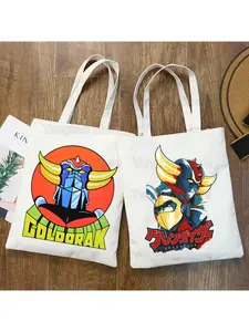 UFO Robot Canvas Bag Casual Large Shopping Handbag Print Large Capacity Bag