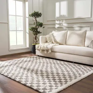 Kieu Taupe Checkered Area Rug Kieu Taupe Checkered Area Rug