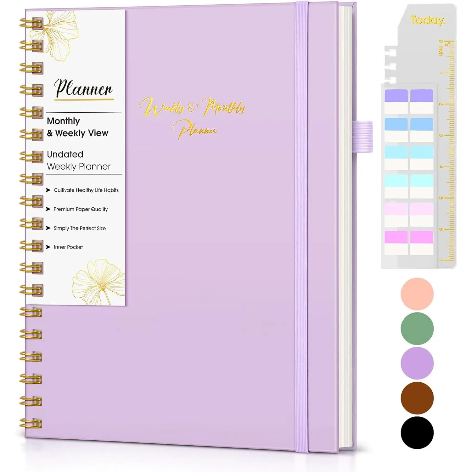 Undated Weekly and Monthly Planner, B5 Large Weekly  Notebook with Goal & Habit  Organizer, Hardcover Spiral Bound Blank Monthly Planner for Work School  7.4" x 9.64"