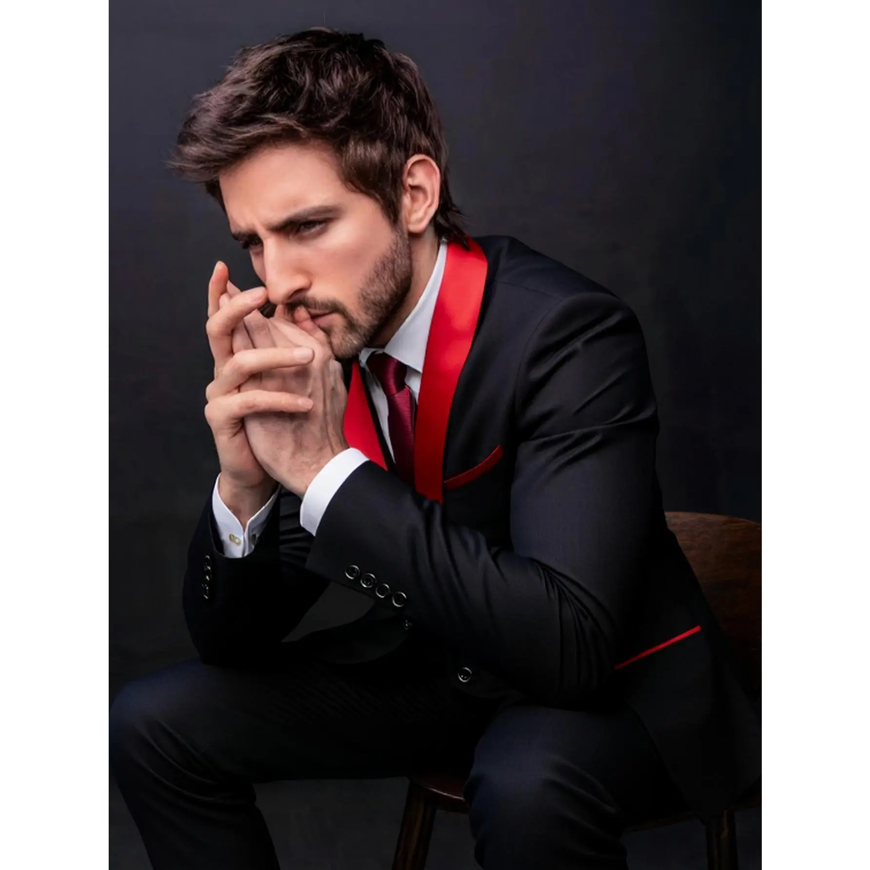 Men's 3-Piece Classic Shawl Lapel Formal Suit Set - Soft Plain Gentleman Style Fabrics, Long Sleeve Blazer, Vest, Pocket Dress Pants for Wedding, Prom, Body-Fit Men's Suits, Chic Style Men's Suits