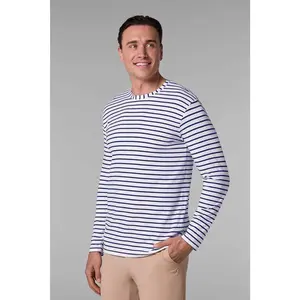 Men's Morada Everyday Long Sleeve T-Shirt | White/Navy Stripe