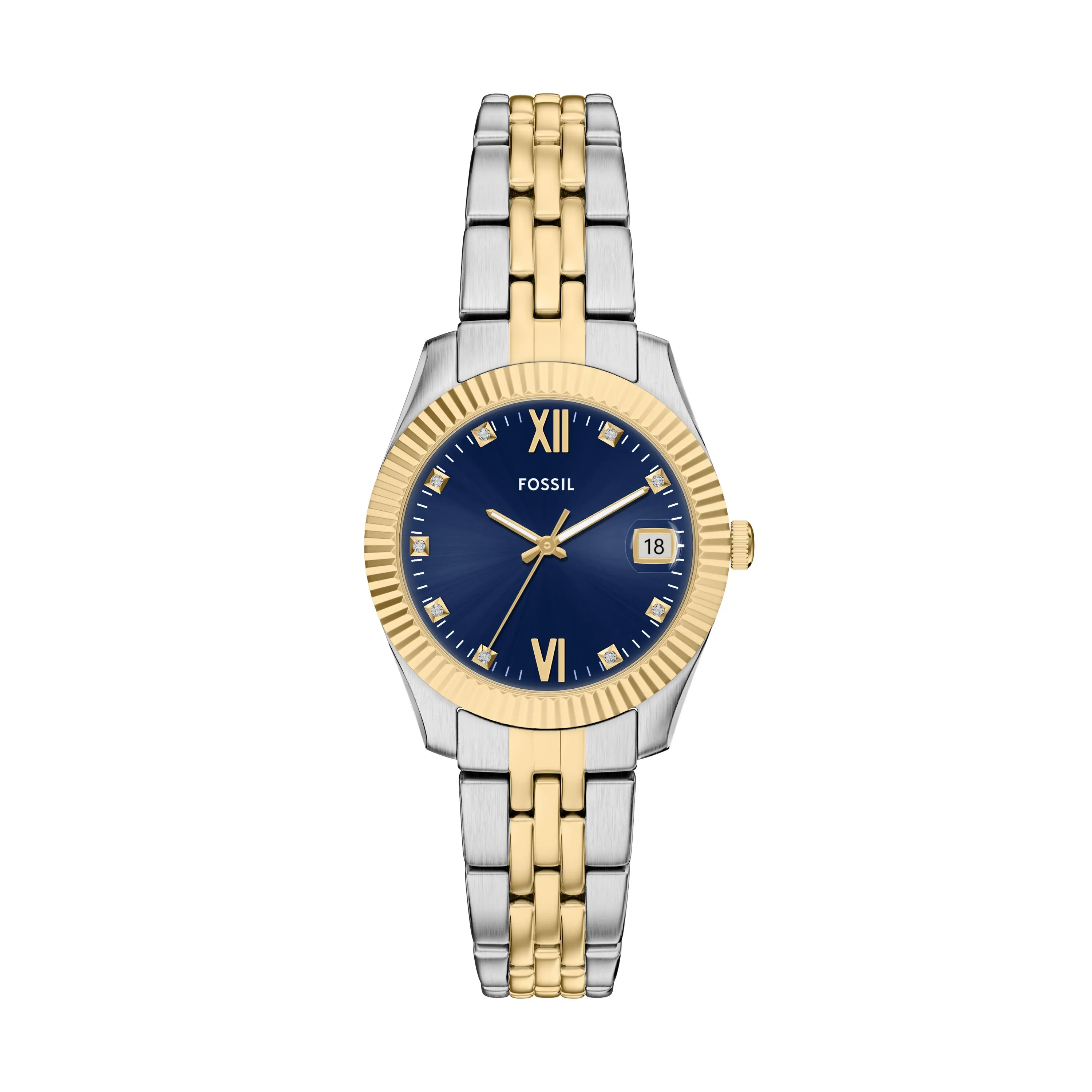 Fossil women’s Gold Tone Bracelet Watch with Blue Dial Fossil rose gold tone watch with blue face and... | Depop main image 2