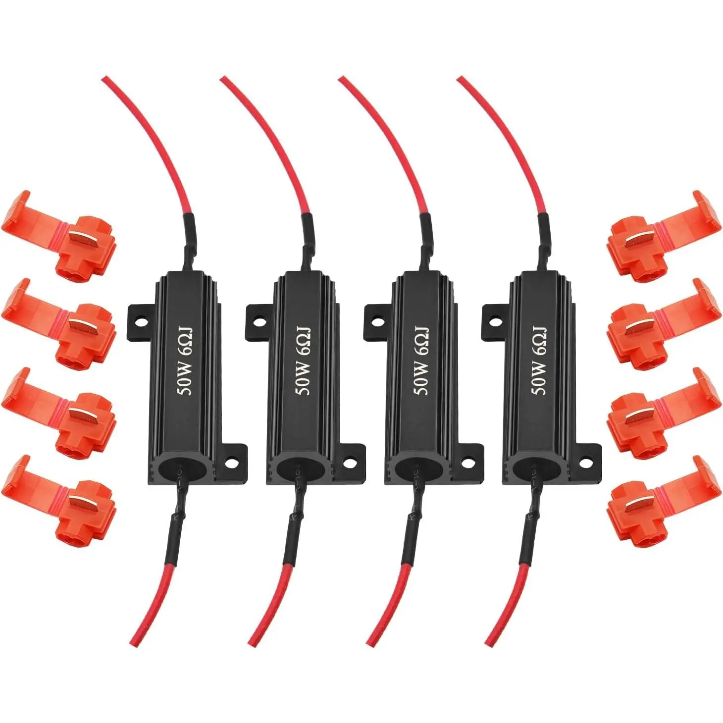 4Pcs Quality 50W 6ohm Load Resistors - Fix LED Turn Signal Blinker/Error Code (Resistors get very hot during working) - Black