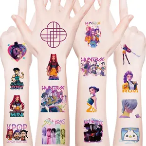 K-Pop Hunter Girl Tattoo Stickers for Kids, Cute Cartoon Temporary Arm Decorations, Adorable Tattoos for Children