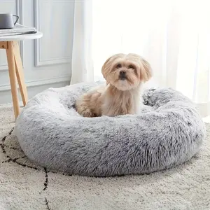 Round Pet Bed for Large Dogs & Cats Super Soft Plush Dog House Winter Warm Sleeping Comfortable Calming Bed for Medium Breeds