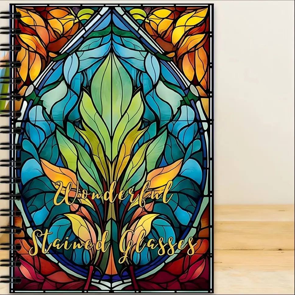 New A4 Colorful Glass Spiral Notebook, Coloring Book, Drawing Fill-In-Color Book, Writing Book, Coloring Gift Book, Item
