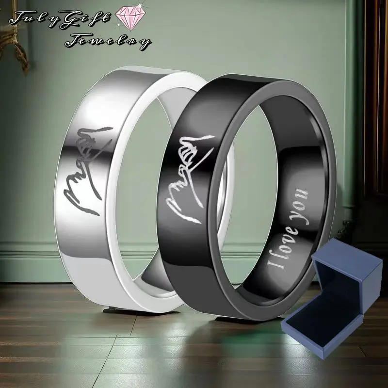 Tungsten Carbide Engagement Ring Brushed Beveled Edge Polished Silver Wedding Band for Men Women Engraved I Love You Always & Forever Size 6-12