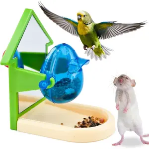 Treat Dispensing Feeder for Parrots and Fancy Rats: A Fun Interactive Foraging Toy with a Mirror; Enrichment Toy for Parakeets, Cockatiels, Conures, African Greys, Fancy Mice; Puzzle Games for Rats
