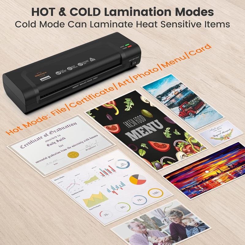 Laminator Machine 9-inch Thermal Cold Laminator with Laminating Sheets 20 count,Laminating Machine with 2-Min Faster Preheat,Personal Lamination with  Roller for Teacher(Black)