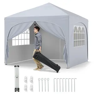 COSTWAY - 10 X 10 FT Pop up Canopy Tent with 4 Removable Sidewall-White