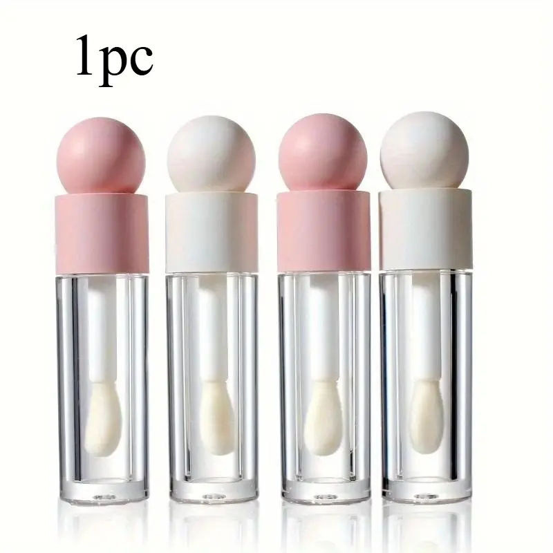 1pc 5ml Lip Gloss Tube Matte Pink Clear Thick Rod Large Brush Head Bottle Makeup Mud Packaging Empty Cosmetic Material Wholesale Versatile Dispenser Bottle