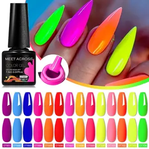 7.3ml Flourescent Gel Nail Polish, Neon Gel Polish Y2K Highly Saturated Semi Permanent Soak Off UV Gel LED Nail Art Varnish Manicure Design, Cosmetic