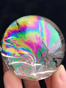 1pc Natural Rainbow Clear Quartz Sphere, Crystal Ball | Unique Specimen For Collectibles And Educational Use, Perfect For Home Collection&Gift For Valentine'S Day And Holidays, Mineral Crystal Rock Ornament By Crystalhola,Healing&Meditation,Daily Decor.