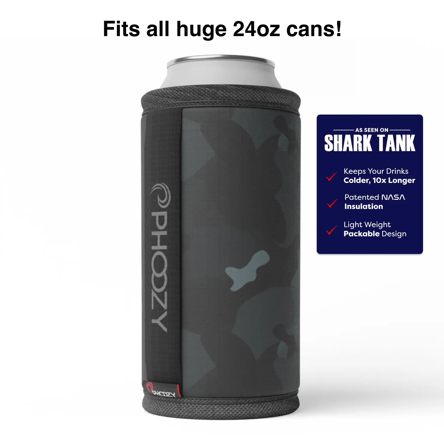 PHOOZY Insulated Can Cooler for 24oz Cans - Portable, NASA-Patented Insulation, Under 2oz, Keeps Drinks Cold 10X Longer & Hands Warm - Insulated Can Coozie Drinkware Accessory, Great for Boating, Camping, Trips, Insulated Can Coozie Drinkware Accessories,