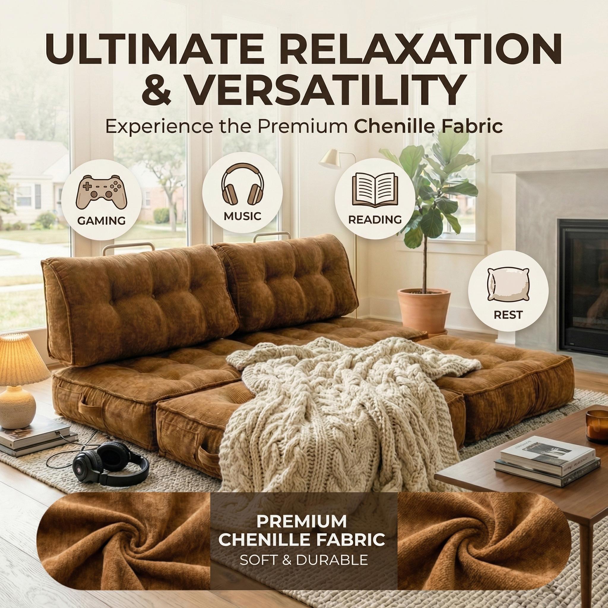 Convertible folding lazy sofa bed with backrest modular free combination small living room sofa, multiple combinations; Comfortable fabric boneless sofa