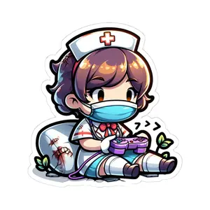 Nurse Gamer Kiss-Cut Stickers | Cute Nurse with Controller, Laptop Stickers, Gift for Gamers, Medical Humor Decor