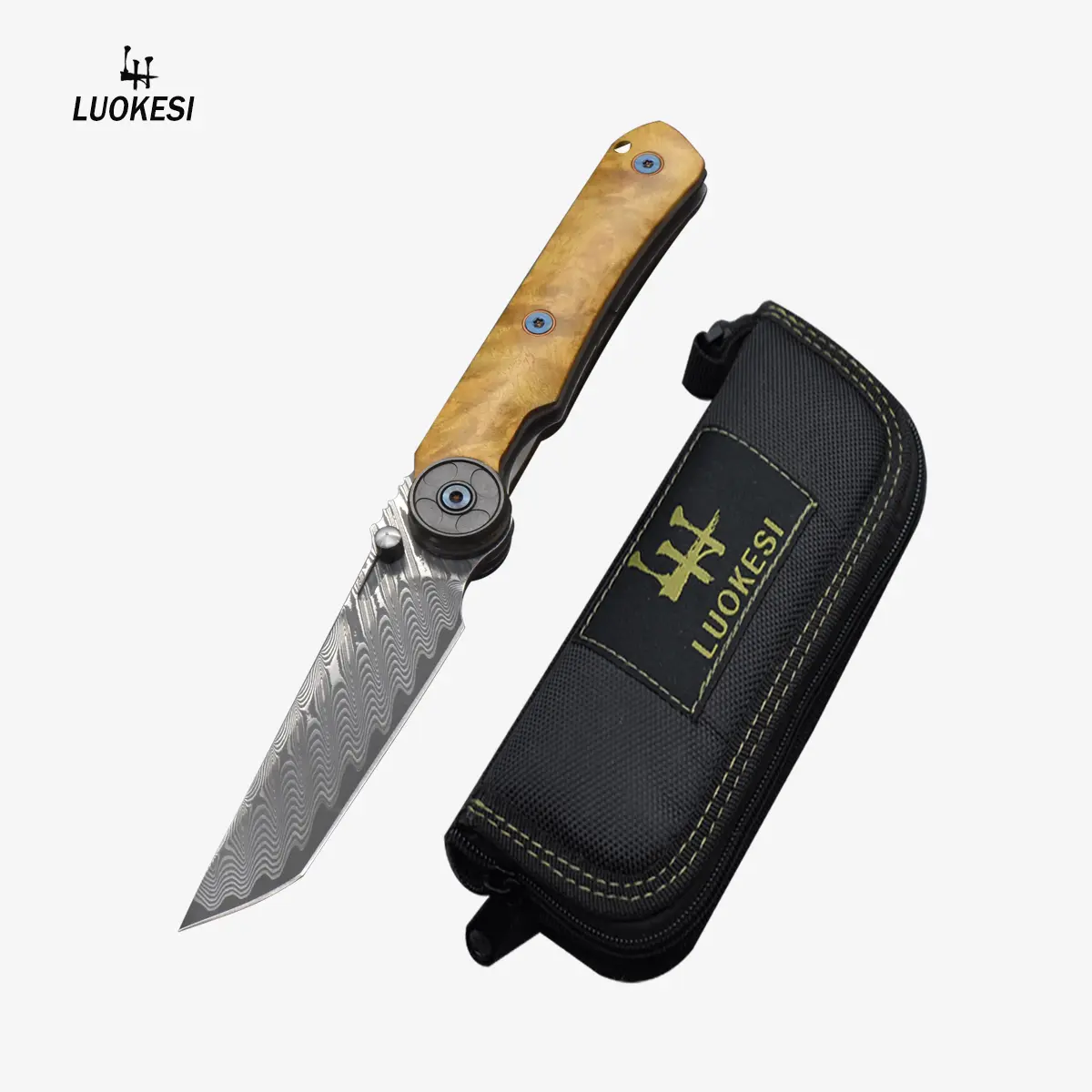 Damascus  steel Folding Knife /Camphor wood Handle EDC Pocket Knife/Outdoor camping knife