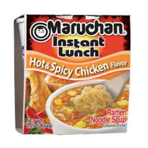 Maruchan Instant Lunch Ramen Noodle Soup Hot & Spicy Chicken Flavor 12-Pack Cups 2.25 oz Meal