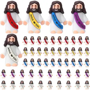 50 Pcs Mini Jesus Figures Jesus Loves You Christ Toys Little Christ Figures to Hide and Seek Sunday School Religious Party Favors Gift(Fresh Color)