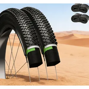 26 Inch Bike Tires 2 Pack Puncture Resistant Wear Resistant 1.95 Inch Foldable Hybrid Tyres with Inner Tubes Levers Aggressive Tread for Mountain Trail Commuter