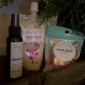 Sweet Grace Fragrance Bundle - Includes Sweet Grace Spray, Squeezable Wax and Car Diffuser ! Linen Refreshing sweet grace Scented Squeeze Melts luxurious fragrance