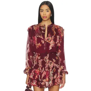 HEMANT AND NANDITA Smocked Top in Maroon