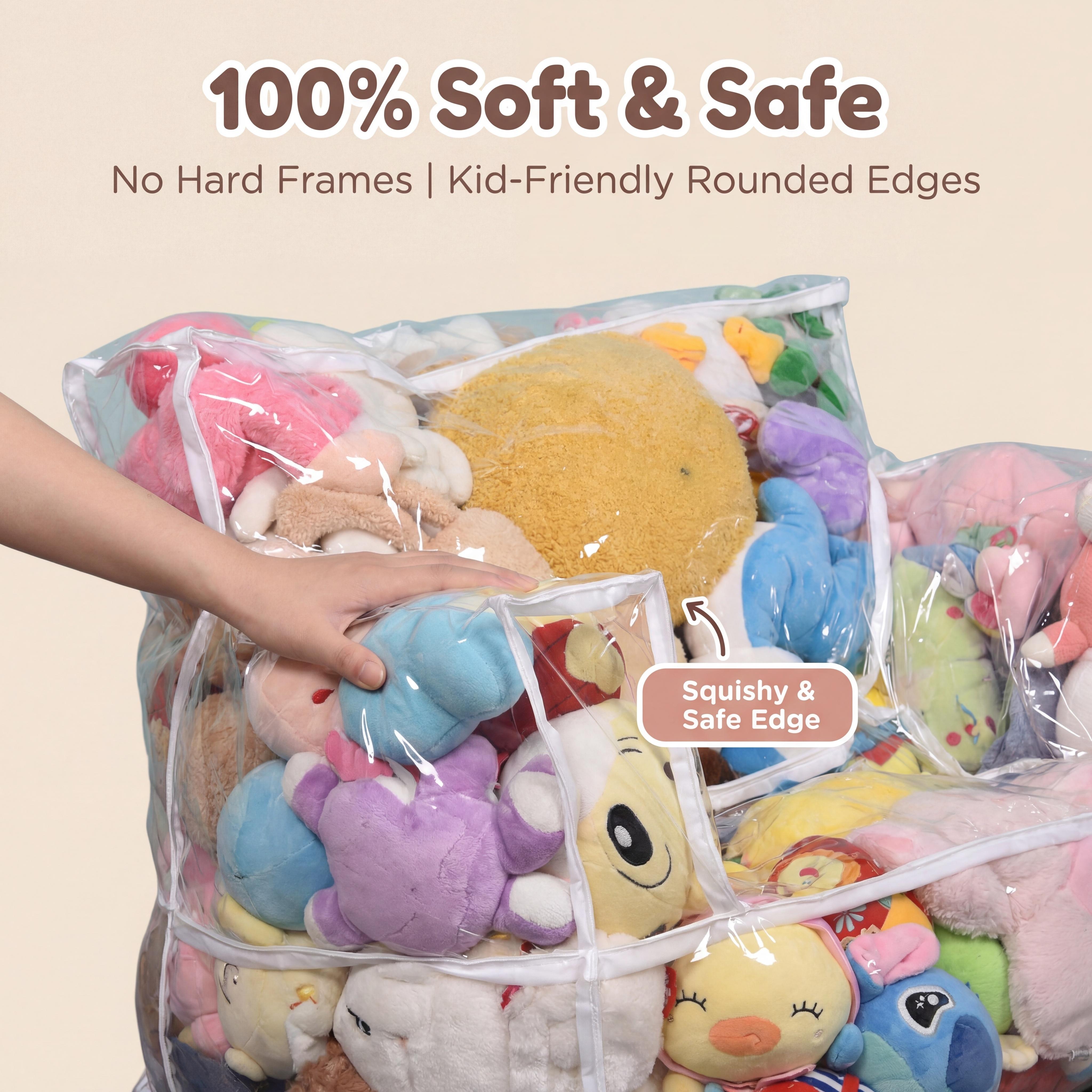 Clear Kids Seat Sofa, Convertible Lounge Chair for Boys and Girls, See-Through TPU Shell & Waterproof Oxford Cloth, Stuffed  Storage Chair (Shell Only, Toys Not Included)